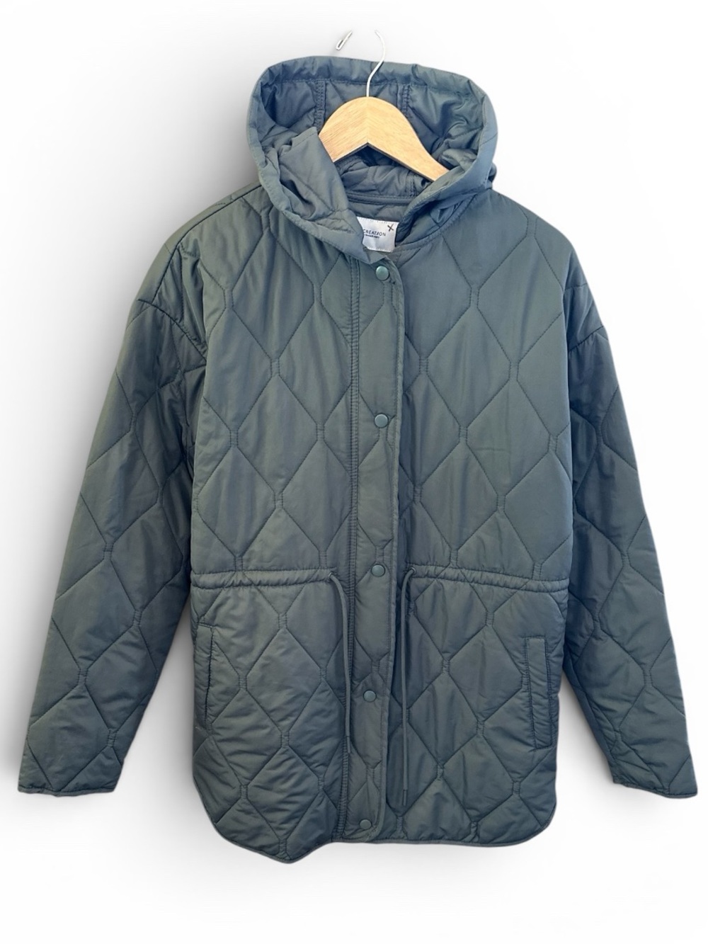 Recreation by Thread & Supply Hooded Puffer Jacket Olive Green Like New Large